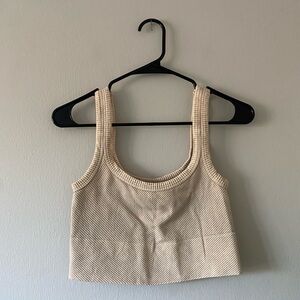 Nikibiki Tan Oat Athleisure Athletic Seamless Ribbed Cropped Tank Top size S